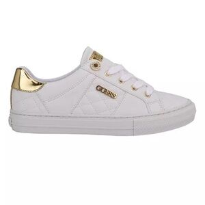 Brand new in box Guess White Sneakers with Gold Details
